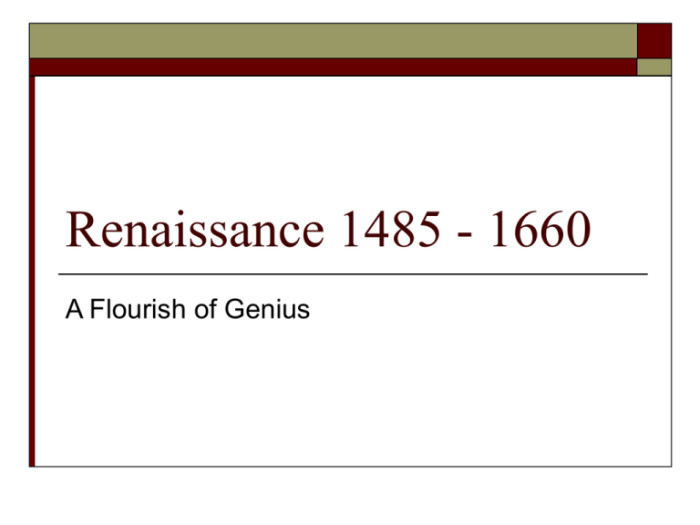 The renaissance 1485 to 1660 unit test