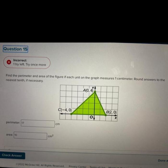 Find the area of each triangle to the nearest tenth